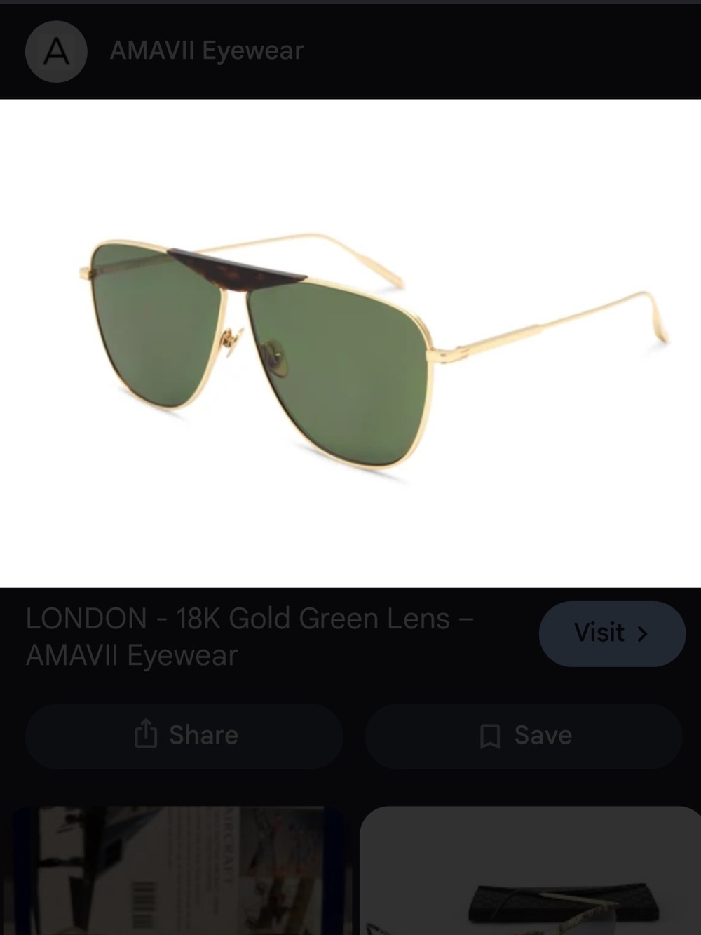 AMavi Gold-Frame Aviator Sunglasses with Green Lenses